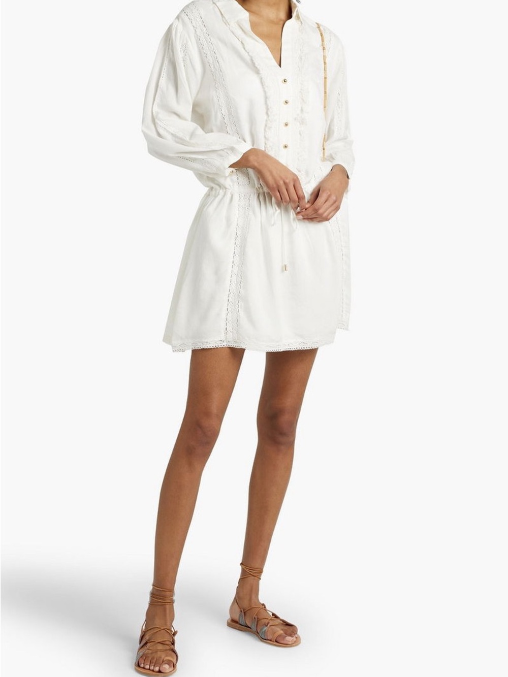 Melissa Odabash White Drawstring Mini Shirt Dress